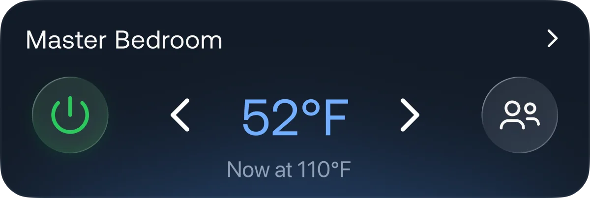 Master Bedroom cool zone — set to 52°F, currently 110°F