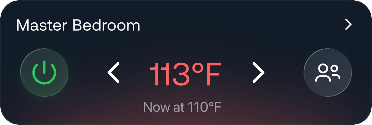 Guest bedroom warm zone — set to 113°F, currently 90°F